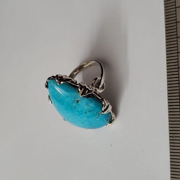 Sterling Silver 925 Turquoise Pearl Gothic Claw Ring